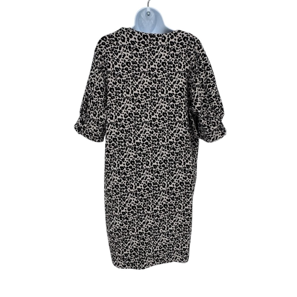 Karen Kane Black Cream Animal Cheetah Leopard V-Neck Short Sleeve Midi Dress XL - Picture 4 of 9